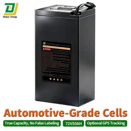 Dinjue Energy 72V 50Ah iron shell lithium battery pack, automotive-grade cells for electric two-wheeler, optional Bluetooth